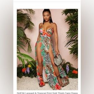 Shein tropical slit dress size M (example of style in model photo)